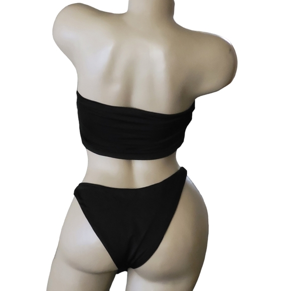 Naked Wardrobe Black Bandeau Bikini Swim Set Size Large - Picture 6 of 10